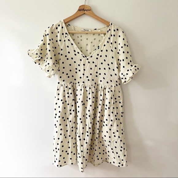 Madewell Lightspun Ruffle-Sleeve Babydoll Dress in Dot Toss - Picture 5 of 16